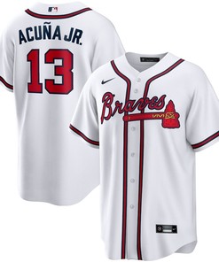 Ronald Acuna Jr. 13 Jersey, Atlanta Braves Home Player Name Men Jersey - White