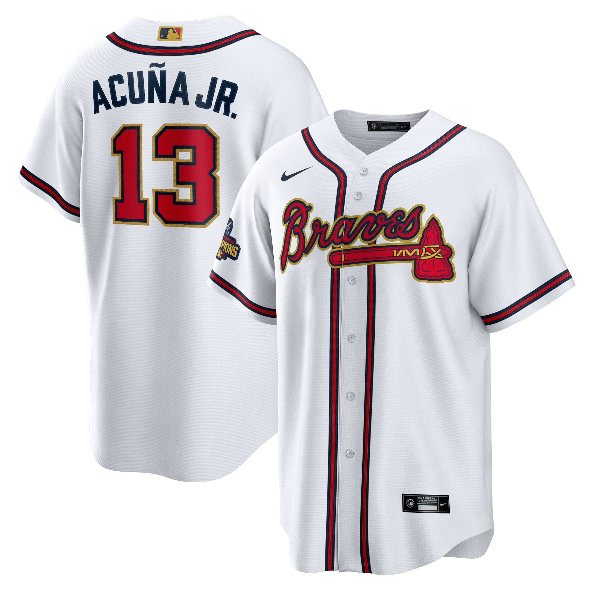 Ronald Acuna Jr. Atlanta Braves 2022 Gold Program Replica Player Jersey - White Mlb