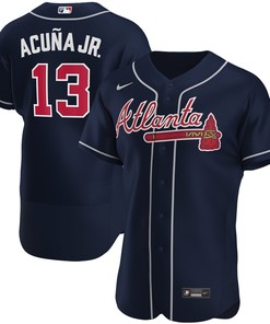 Ronald Acuna Jr Atlanta Braves Alternate Authentic Player Jersey Navy Mlb
