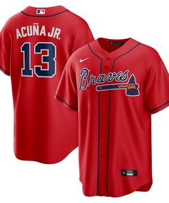 Ronald Acuna Jr Atlanta Braves Alternate Replica Player Name Jersey Red Mlb Ver 1