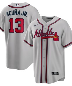 Ronald Acuna Jr Atlanta Braves Road Replica Player Name Jersey Gray Mlb