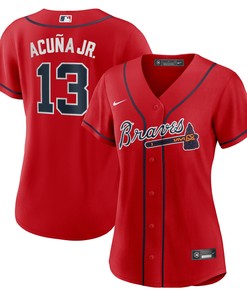 Ronald Acuna Jr Atlanta Braves Womens Alternate Replica Player Jersey Red Mlb