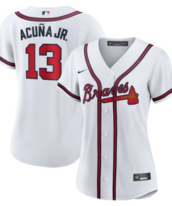 Ronald Acuna Jr Atlanta Braves Womens Home Replica Player Jersey White Mlb
