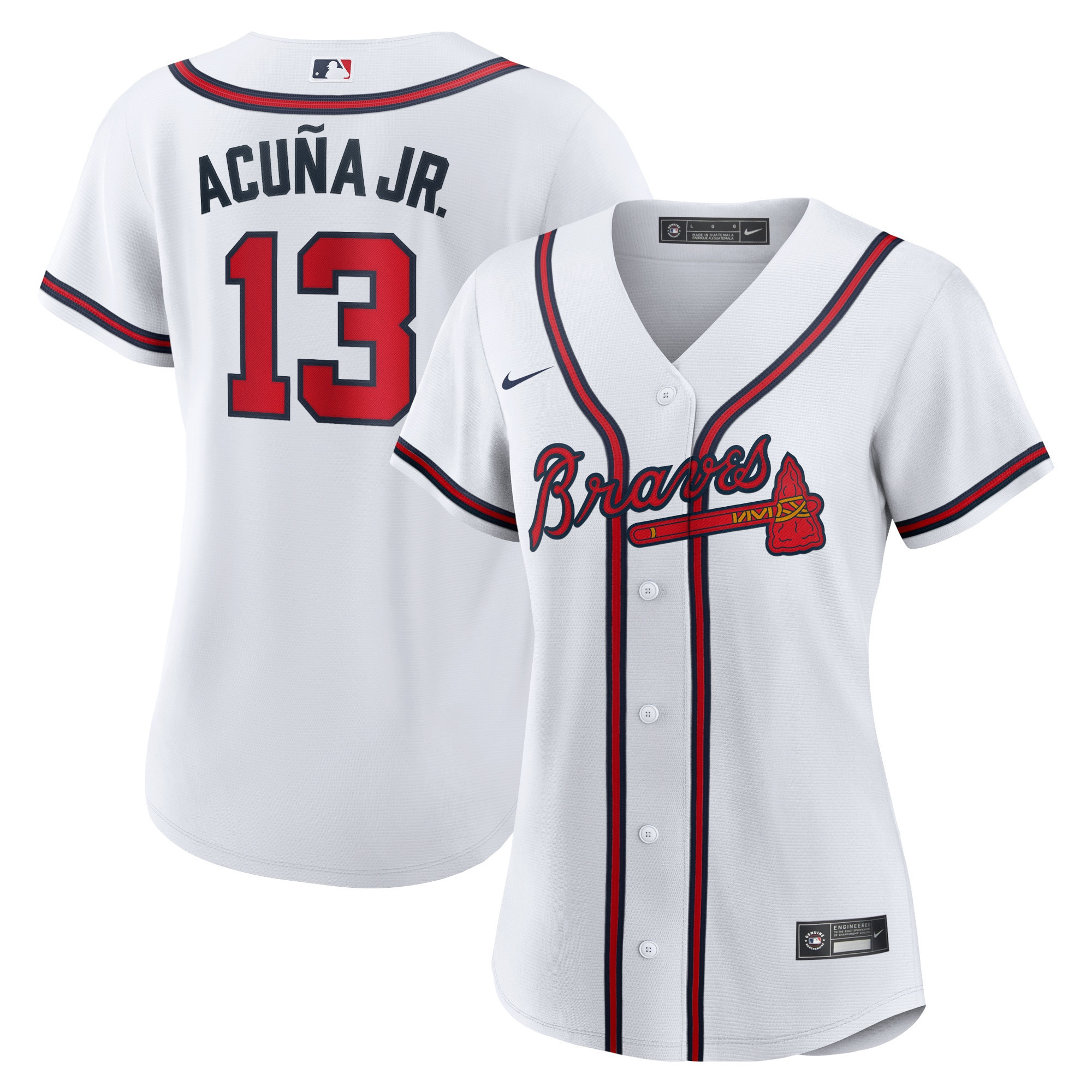 Ronald Acuna Jr Atlanta Braves Womens Home Replica Player Jersey White Mlb
