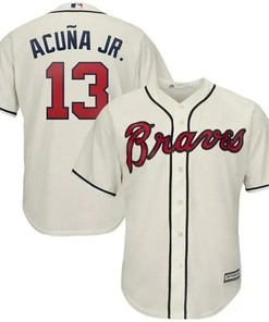 Ronald Acuna Jr. Jersey, Atlanta Braves Alternate Cool Base Player Jersey - Cream