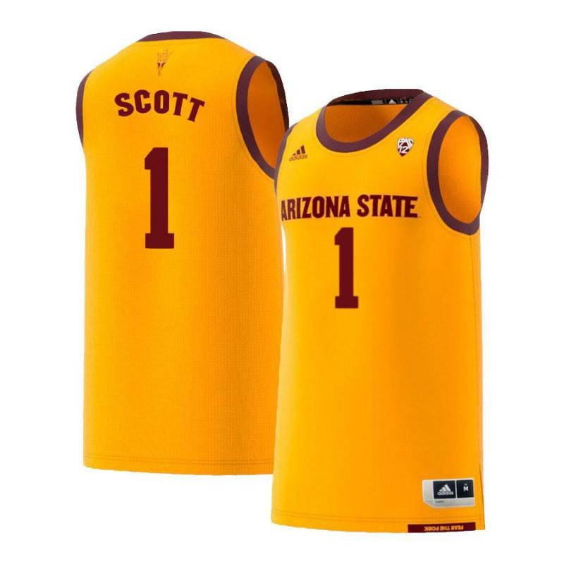 Roosevelt Scott 1 Arizona State Sun Devils Retro Basketball Men Jersey - Yellow