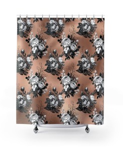 Rose Gold Gothic Shower Curtain for Dark Bathroom Decor