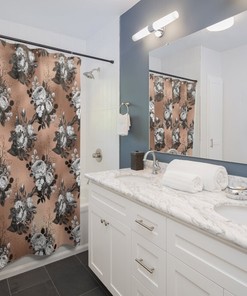 Rose Gold Gothic Shower Curtain for Dark Bathroom Decor