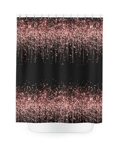 Rose Gold Shower Curtain - Glamorous and Chic Bathroom Decor with Black and Pink Design