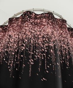 Rose Gold Shower Curtain - Glamorous and Chic Bathroom Decor with Black and Pink Design