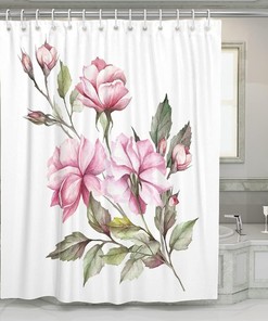 Rose Watercolor Shower Curtain for Modern Home and Hotel Bathroom Decoration