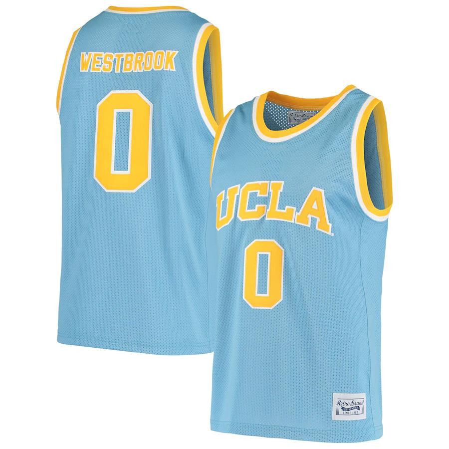 Russell Westbrook 0 UCLA Bruins Original Retro Brand Alumni Basketball Men Jersey - Blue