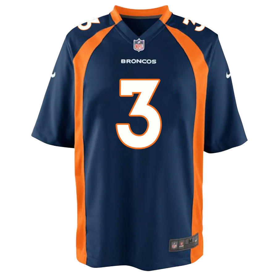 Russell Wilson 3 Denver Broncos Navy Game Jersey Jersey