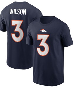 Russell Wilson 3 Denver Broncos Player Name & Number T-Shirt - Navy