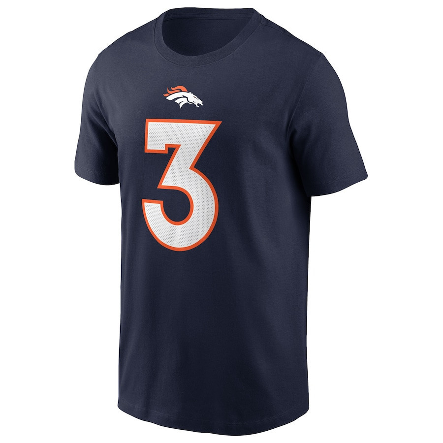 Russell Wilson 3 Denver Broncos Player Name & Number T-Shirt - Navy