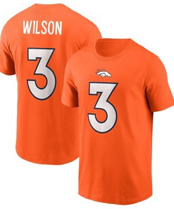 Russell Wilson 3 Denver Broncos Player Name & Number T-Shirt - Orange