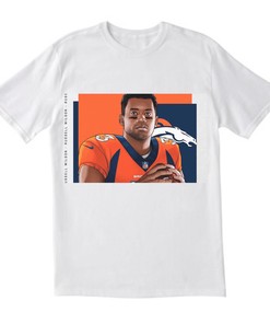 Russell Wilson 3 Denver Broncos Portrait White Men T-shirt