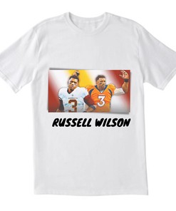 Russell Wilson 3 Denver Broncos White Men T-shirt