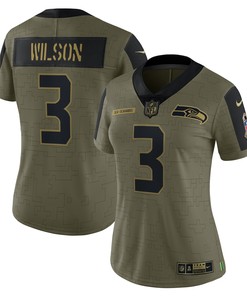 Russell Wilson Seattle Seahawks Womens 2021 Salute To Service Limited Player Jersey - Olive Nfl