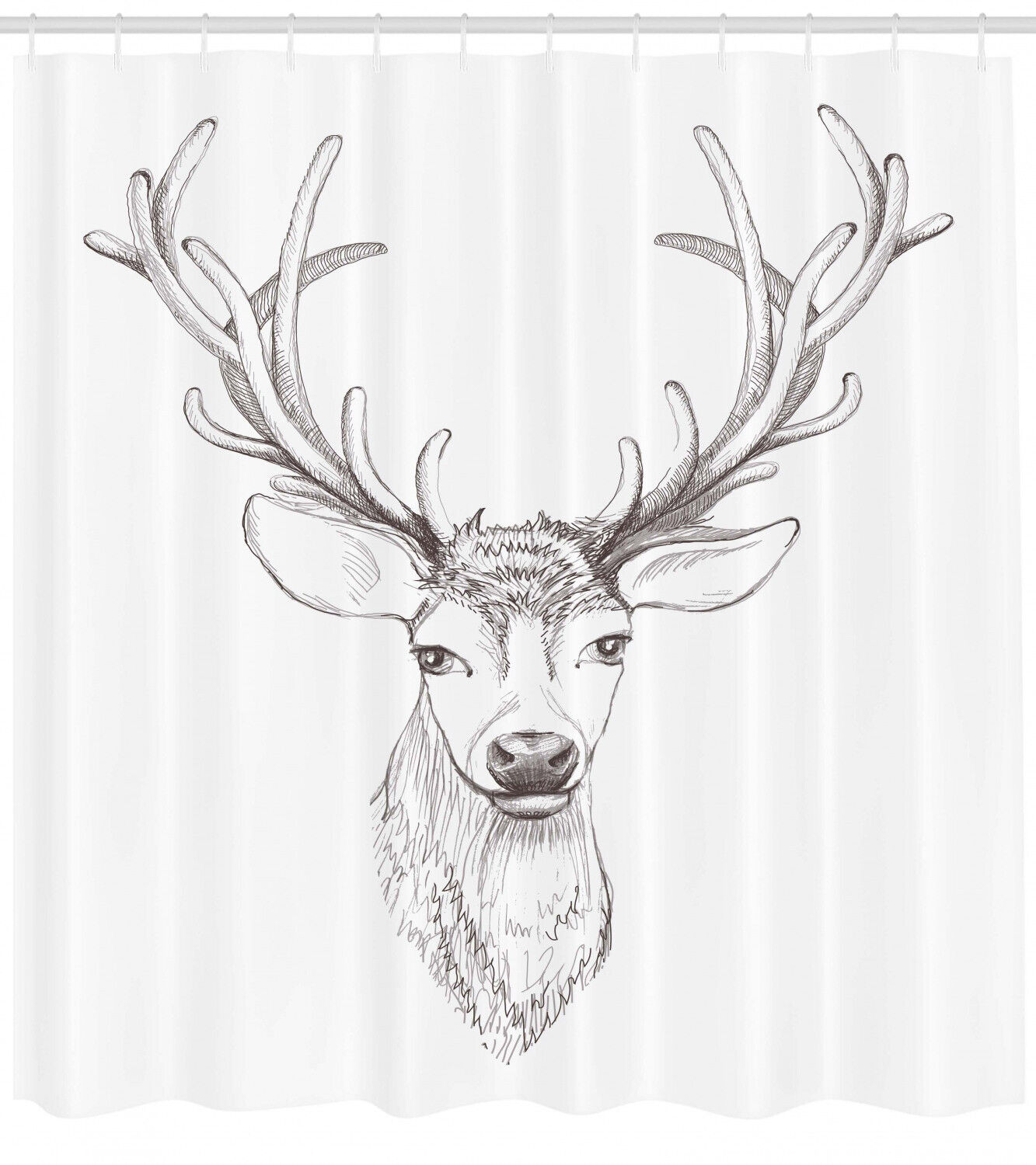 Rustic Antlers Pattern Fabric Shower Curtain - Cabin Bathroom Decor