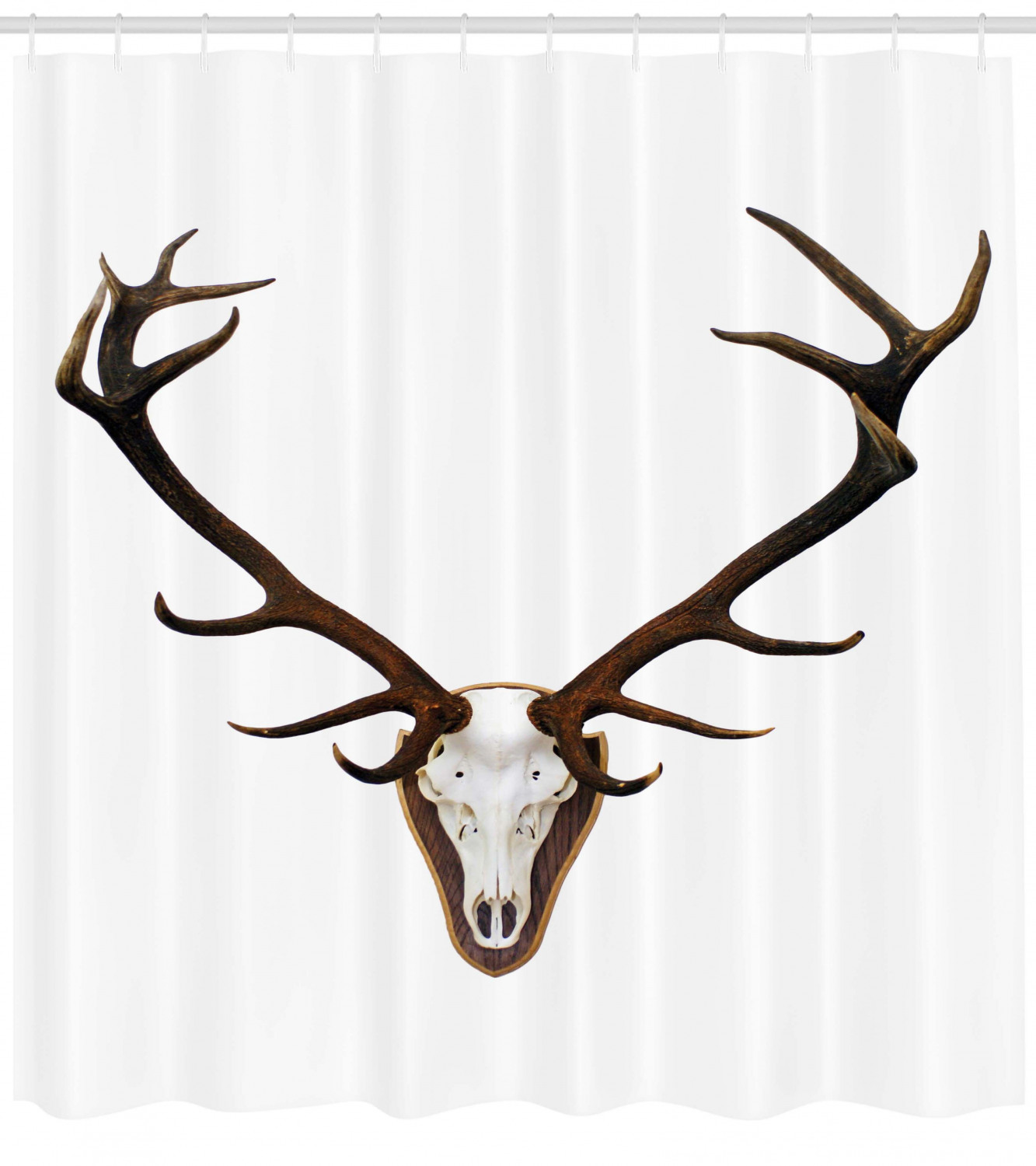 Rustic Antlers Pattern Fabric Shower Curtain - Cabin Bathroom Decor