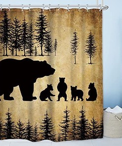 Rustic Bear Shower Curtain Perfect for a Cabin Wildlife Bathroom