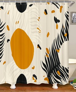 Rustic Boho Geometric Leaves Shower Curtain with Neutral Aesthetic