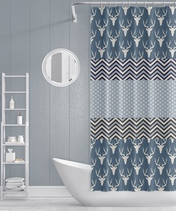Rustic Deer Chevrons Shower Curtain for Country Bathroom Decor