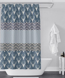 Rustic Deer Chevrons Shower Curtain for Country Bathroom Decor
