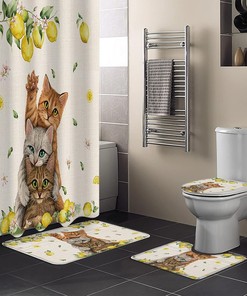 Rustic Yellow Lemon Pet Vintage Burlap Cats Shower Curtain for a Rustic Bathroom Decor 