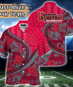 Rutgers Scarlet Knights NCAA US Flag Flower Hawaii Shirt For Fans