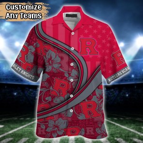 Rutgers Scarlet Knights NCAA US Flag Flower Hawaii Shirt For Fans