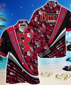 Rutgers Scarlet Knights Summer Hawaiian Shirt, With Tropical Flower Pattern for Fans