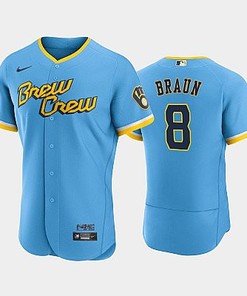 Ryan Braun 8 2022-23 City Connect Milwaukee Brewers Jersey - Powder Blue
