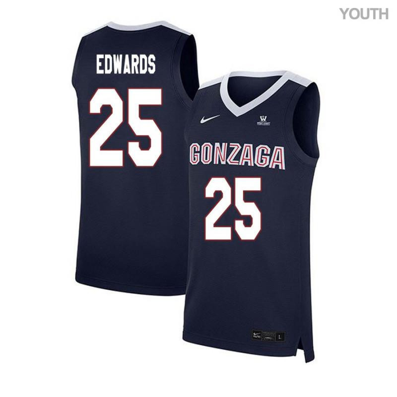 Ryan Edwards 25 Gonzaga Bulldogs Elite Basketball Youth Jersey - Navy