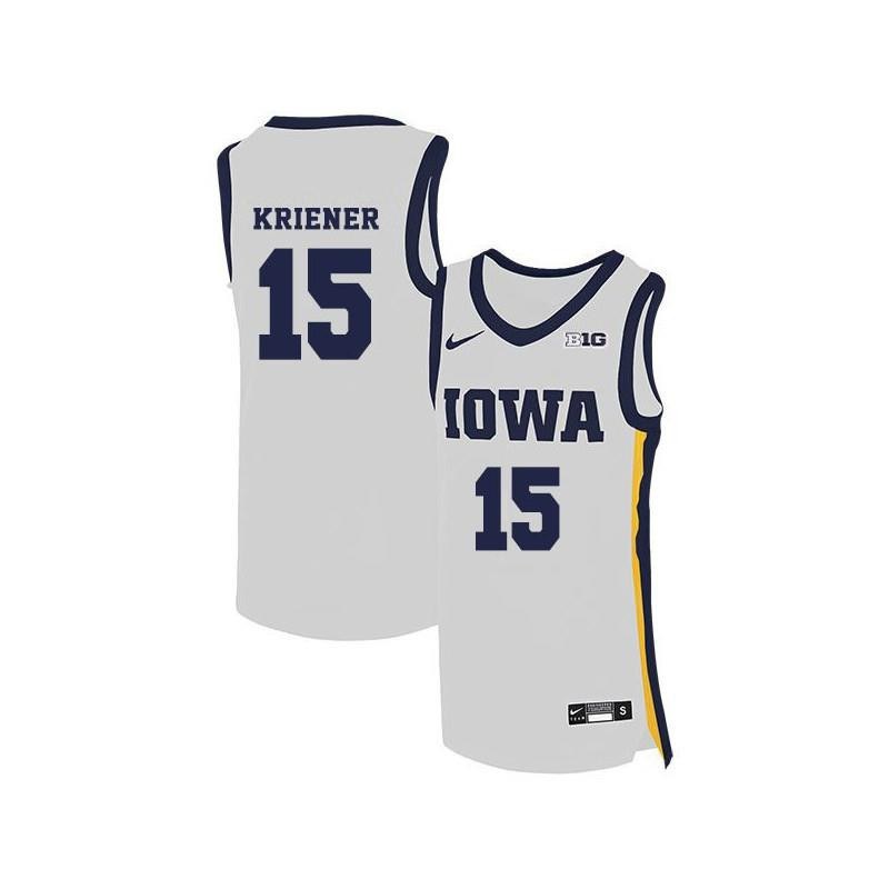 Ryan Kriener 15 Iowa Hawkeyes Elite Basketball Men Jersey - White