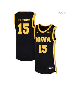 Ryan Kriener 15 Iowa Hawkeyes Elite Basketball Youth Jersey - Black