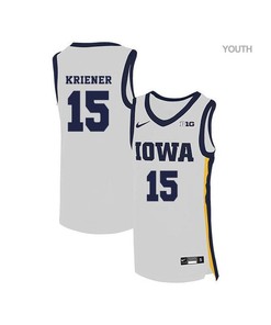 Ryan Kriener 15 Iowa Hawkeyes Elite Basketball Youth Jersey - White