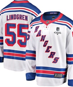 Ryan Lindgren 55 New York Rangers Stanley Cup 2023 Playoffs Patch Away Breakaway Men Jersey - White
