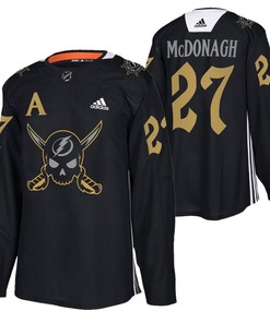 Ryan McDonagh Lightning 2022 Pirate-themed Warmup Black Gasparilla inspired Jersey 27 Jersey