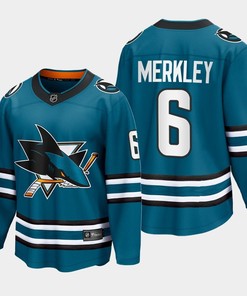 Ryan Merkley 6 San Jose Sharks 2022-23 Home The Evolve Teal Jersey