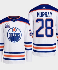 Ryan Murray 28 Edmonton Oilers White Jersey 2022 Lee Ryan Hall Of Fame Patch Away