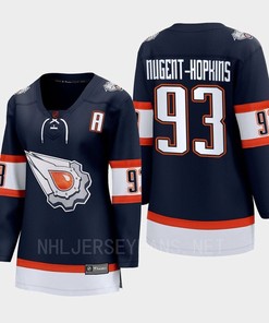 Ryan Nugent-Hopkins 93 Edmonton Oilers 2022 Special Edition 2.0 Women Breakaway Player Retro Jersey Navy