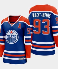 Ryan Nugent-Hopkins 93 Edmonton Oilers 2022-23 Home Women Premier Breakaway Player Jersey Royal