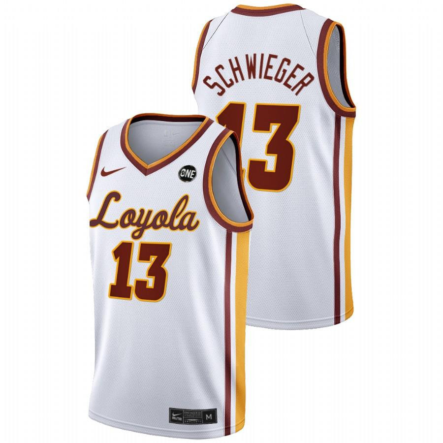 Ryan Schwieger 13 White Loyola Ramblers 2022 College Basketball MVC Championship Jersey