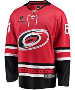Ryan Suzuki 61 Carolina Hurricanes Stanley Cup 2023 Playoffs Patch Home Breakaway Men Jersey - Red