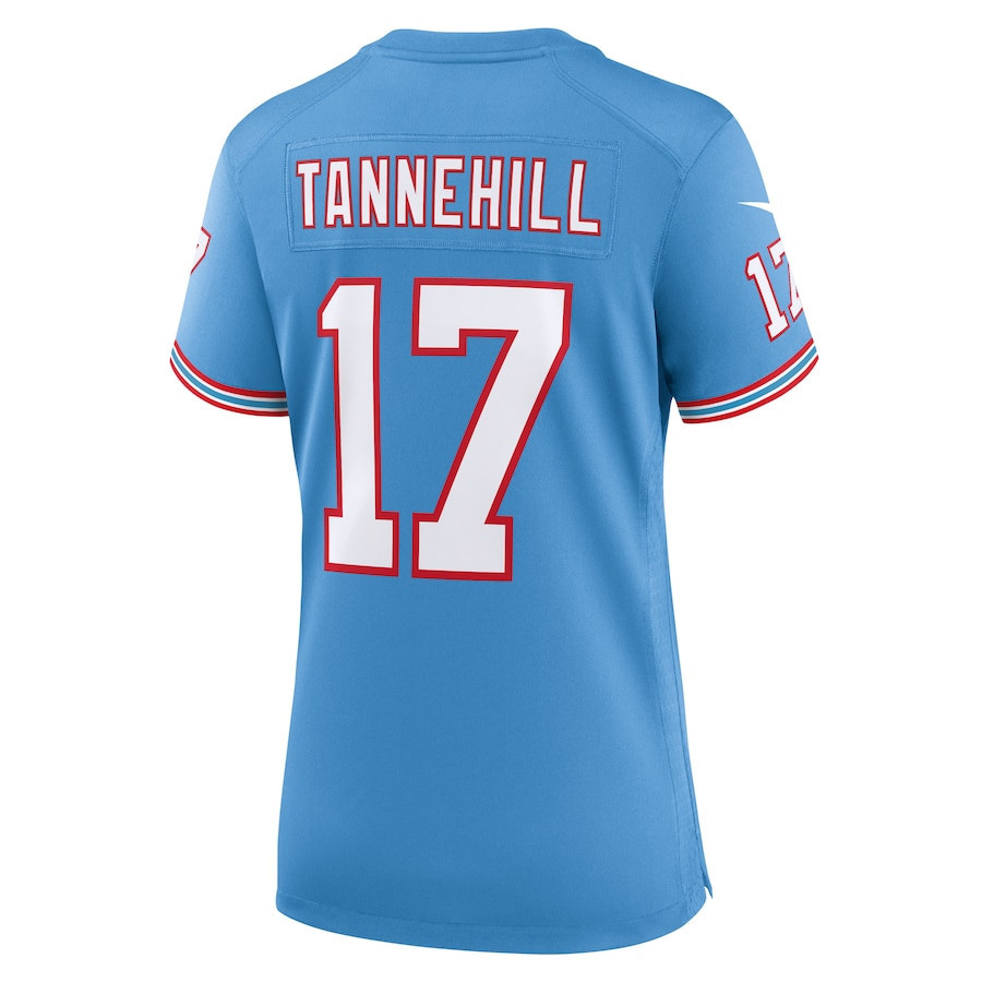 Ryan Tannehill 17 Tennessee Titans Oilers Throwback Alternate Game Women Jersey - Light Blue