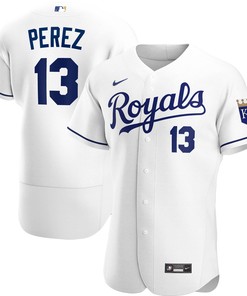 Salvador Perez Kansas City Royals Home Authentic Player Jersey - White Mlb