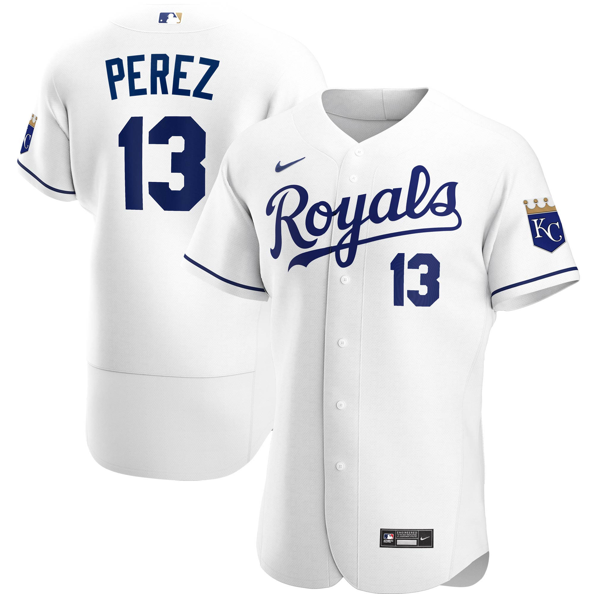Salvador Perez Kansas City Royals Home Authentic Player Jersey - White Mlb