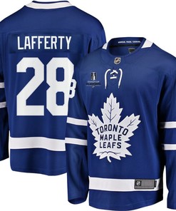 Sam Lafferty 28 Toronto Maple Leafs Stanley Cup 2023 Playoffs Patch Home Breakaway Men Jersey - Blue